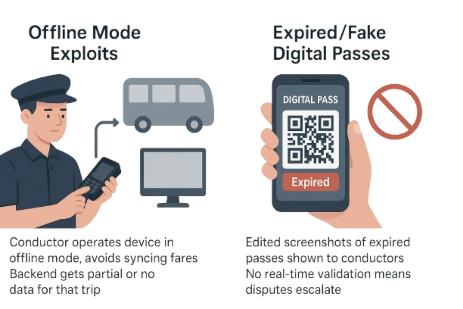 Offline mode exploit and expired digital pass fraud — detected by AFCS