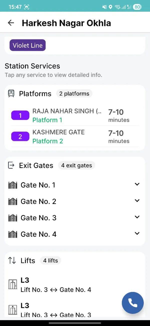 Harkesh Nagar Okhla metro station info