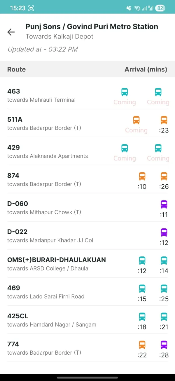 Live Stop Arrivals