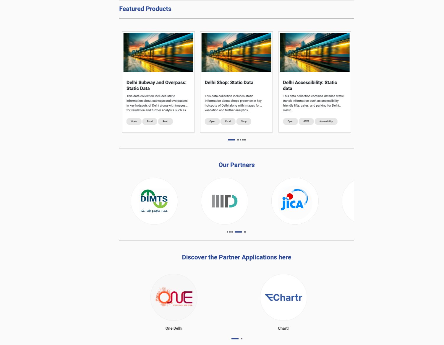 Delhi Transport Stack — Chartr listed as Partner Application alongside One Delhi
